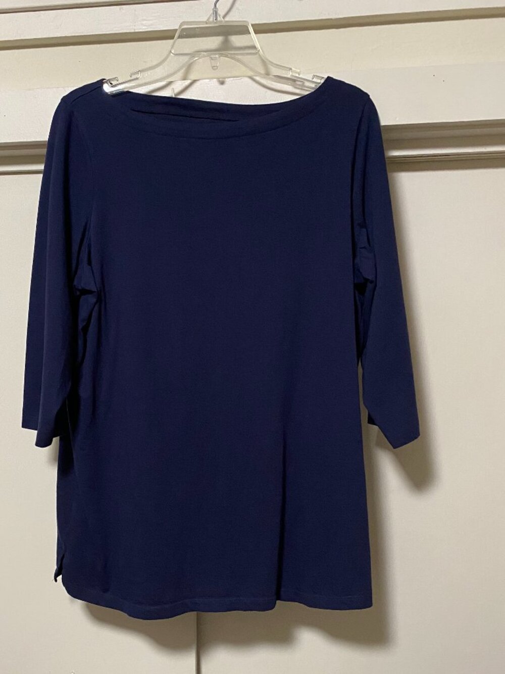Woman Within 3/4 length sleeve, navy tunic, size 14-16